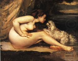 Gustave Courbet Nude with Dog oil painting picture